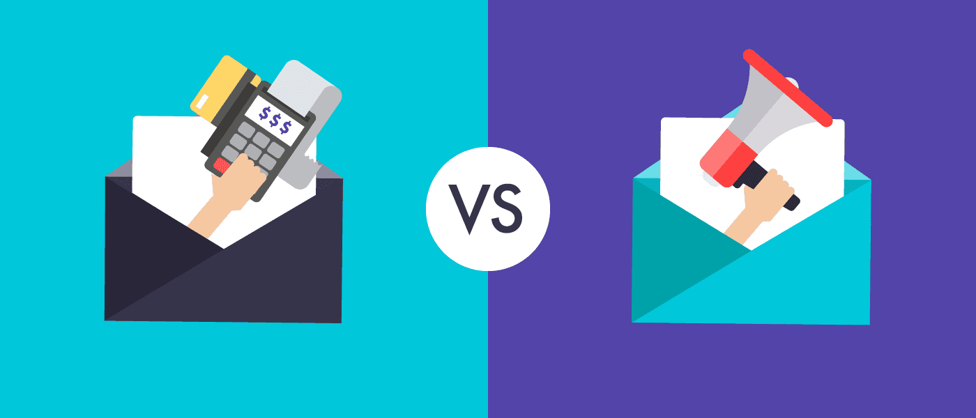 Graphic showing marketing email vs transactional emails