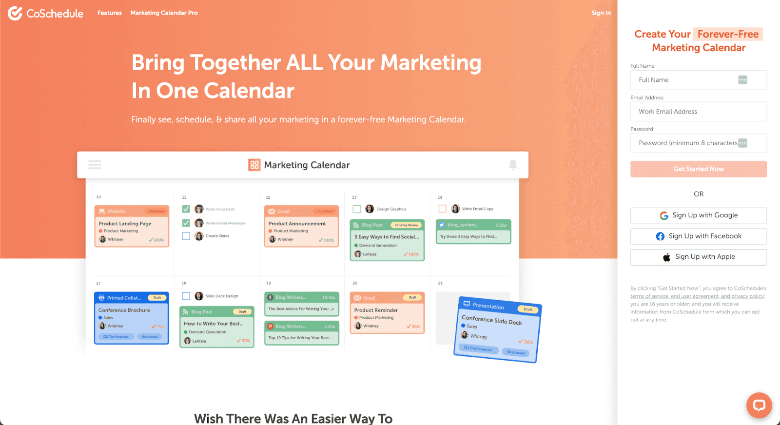 CoSchedule's marketing calendar used for marketing management 