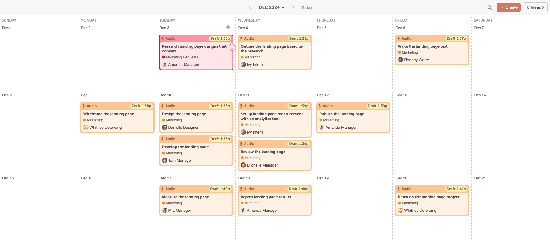 CoSchedule allows the user to break projects down into smaller steps 