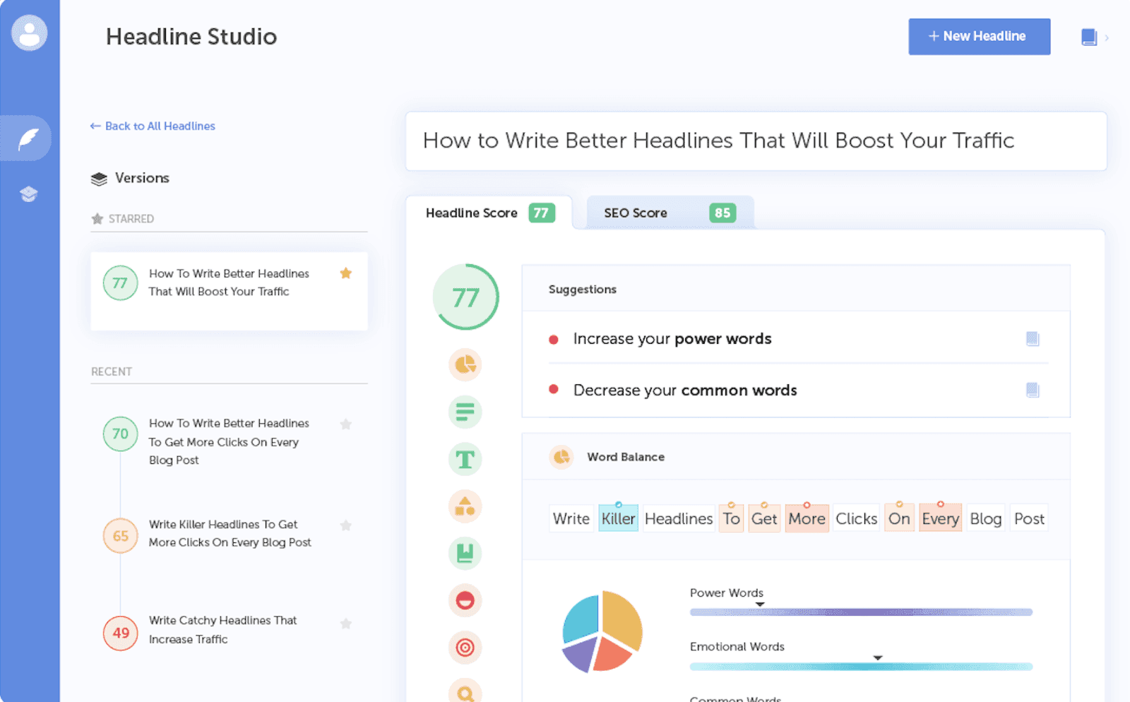 CoSchedule's Headline studio is a tool that allows the user to test headlines to see what will yield the best results