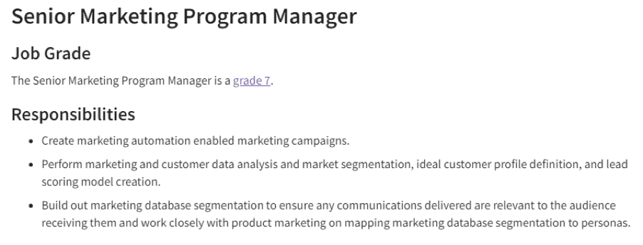 Senior marketing program manager job posting at GitLab