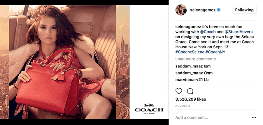 Selena Gomez celebrity endorsement marketing tactic 