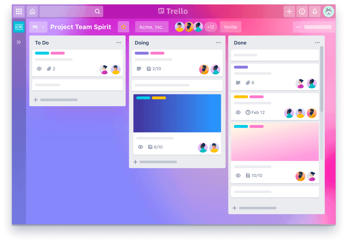 Trello allows the user to see the status of all projects