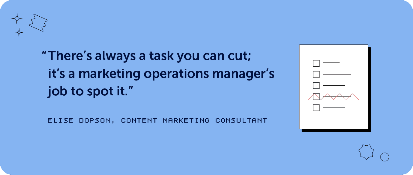 "There's always a task you can cut; it's a marketing operations managers job to spot it" - Elise Dopson