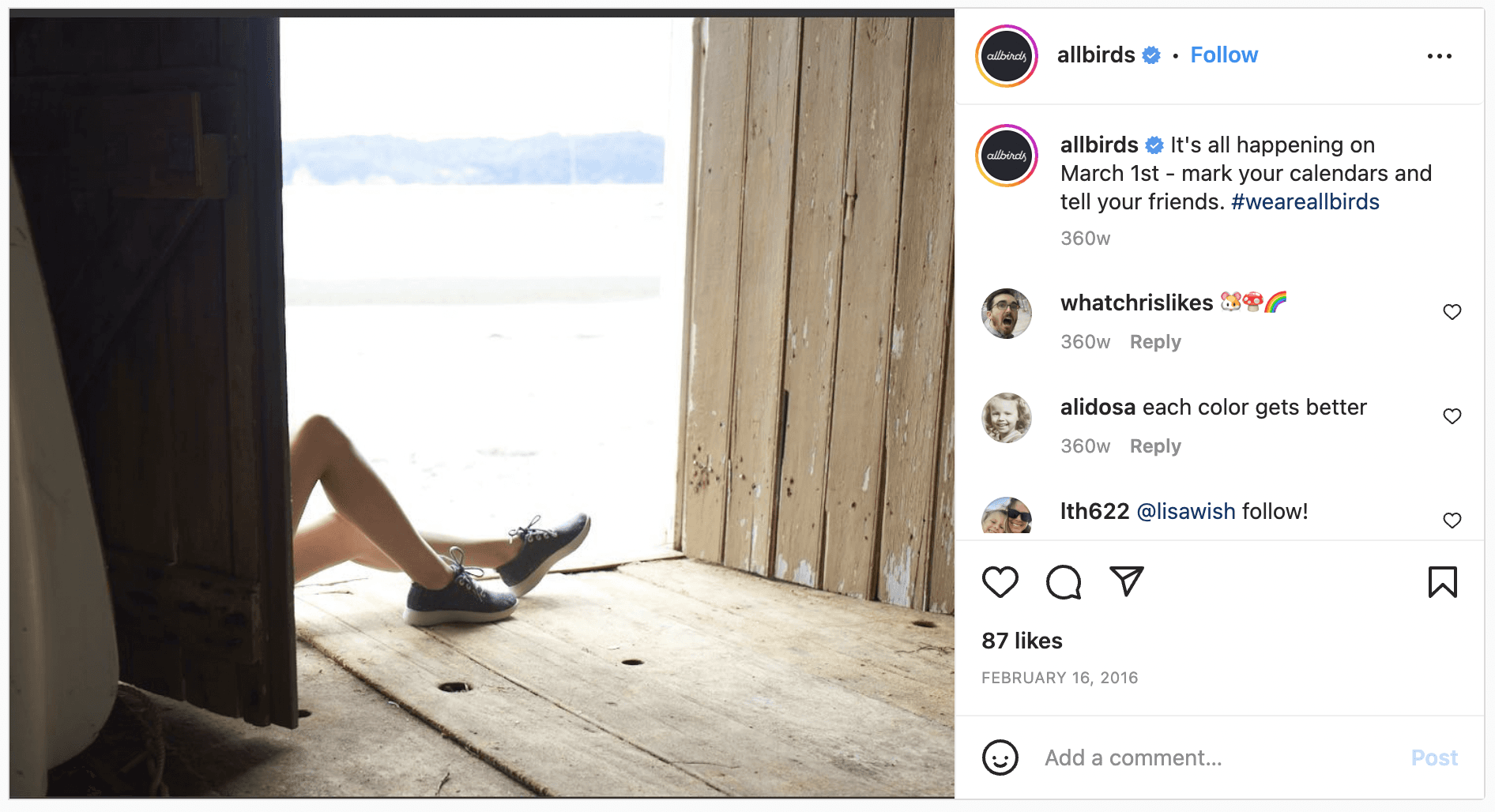 Allbirds product launch instagram teaser