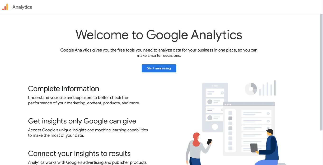 Google analytics landing page