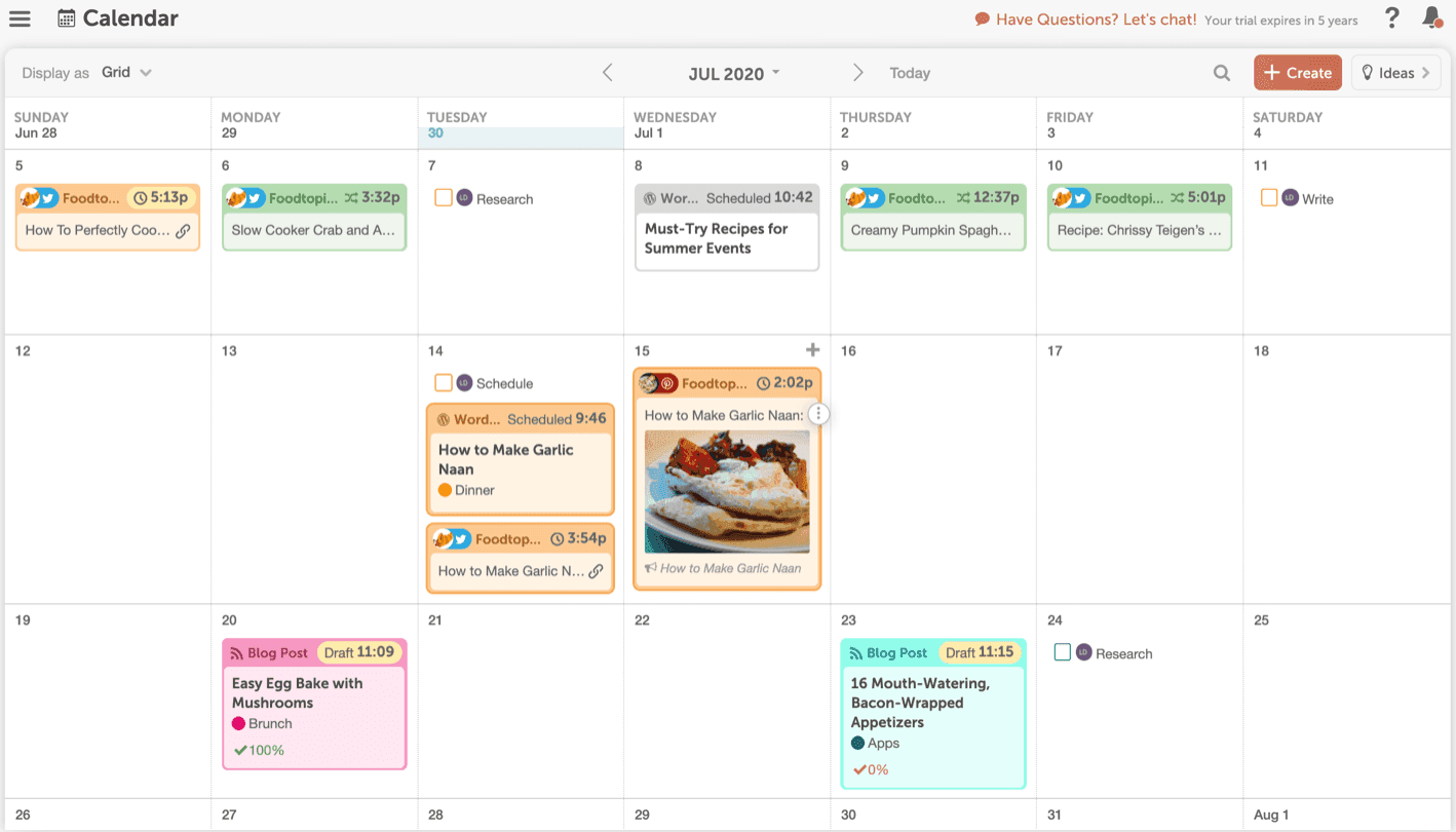 CoSchedule calendar