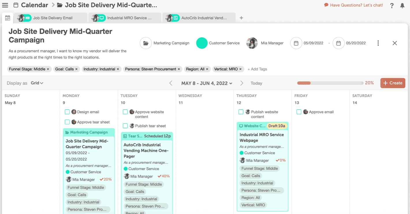 CoSchedule marketing campaign calendar