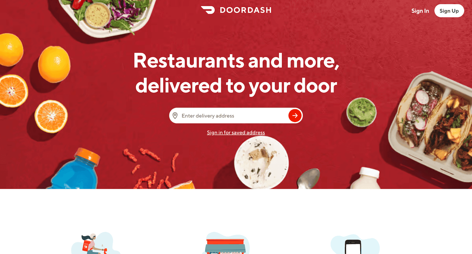 DoorDash website landing page