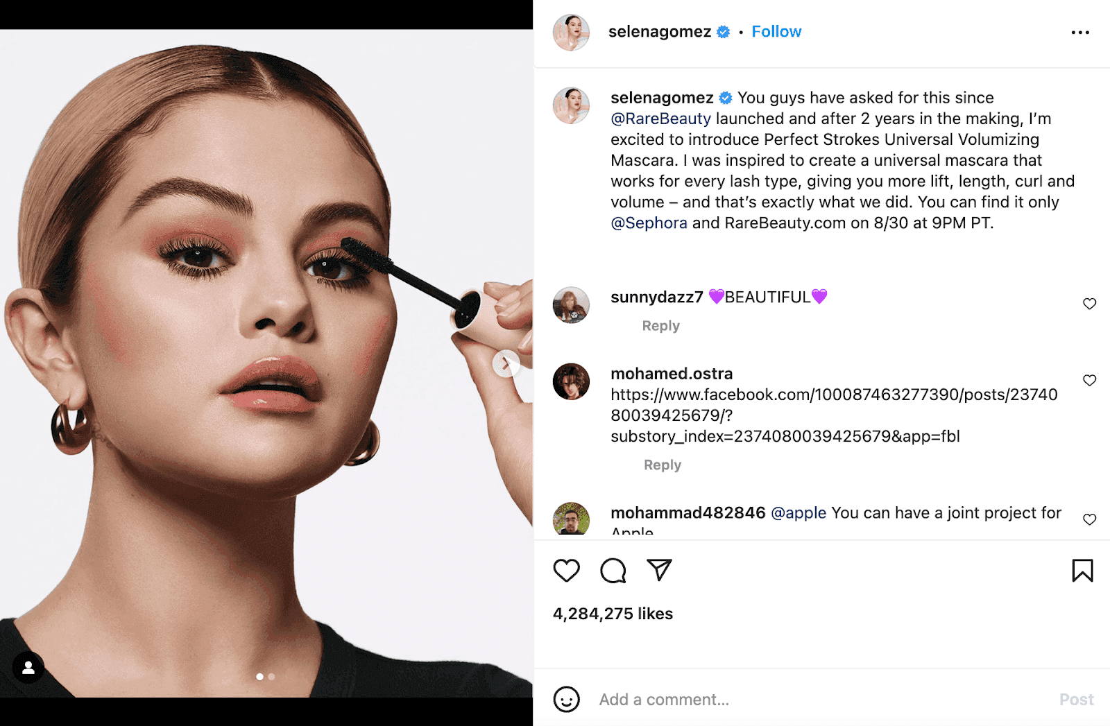 Selena Gomez partnership with RareBeauty