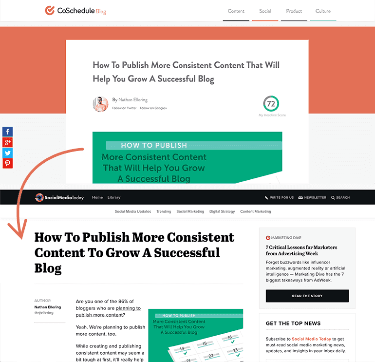 Content Syndication example from the CoSchedule Blog