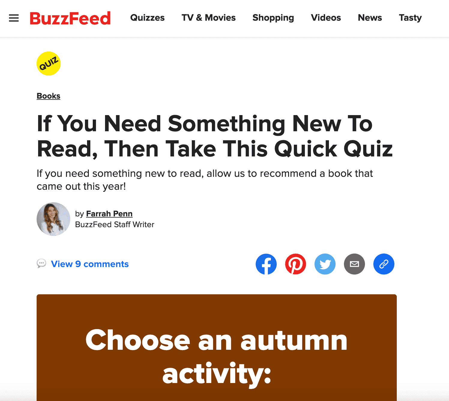 BuzzFeed gamified quiz