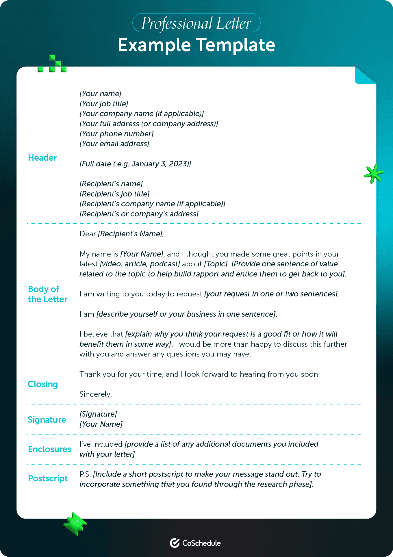 CoSchedule example template for a professional letter.