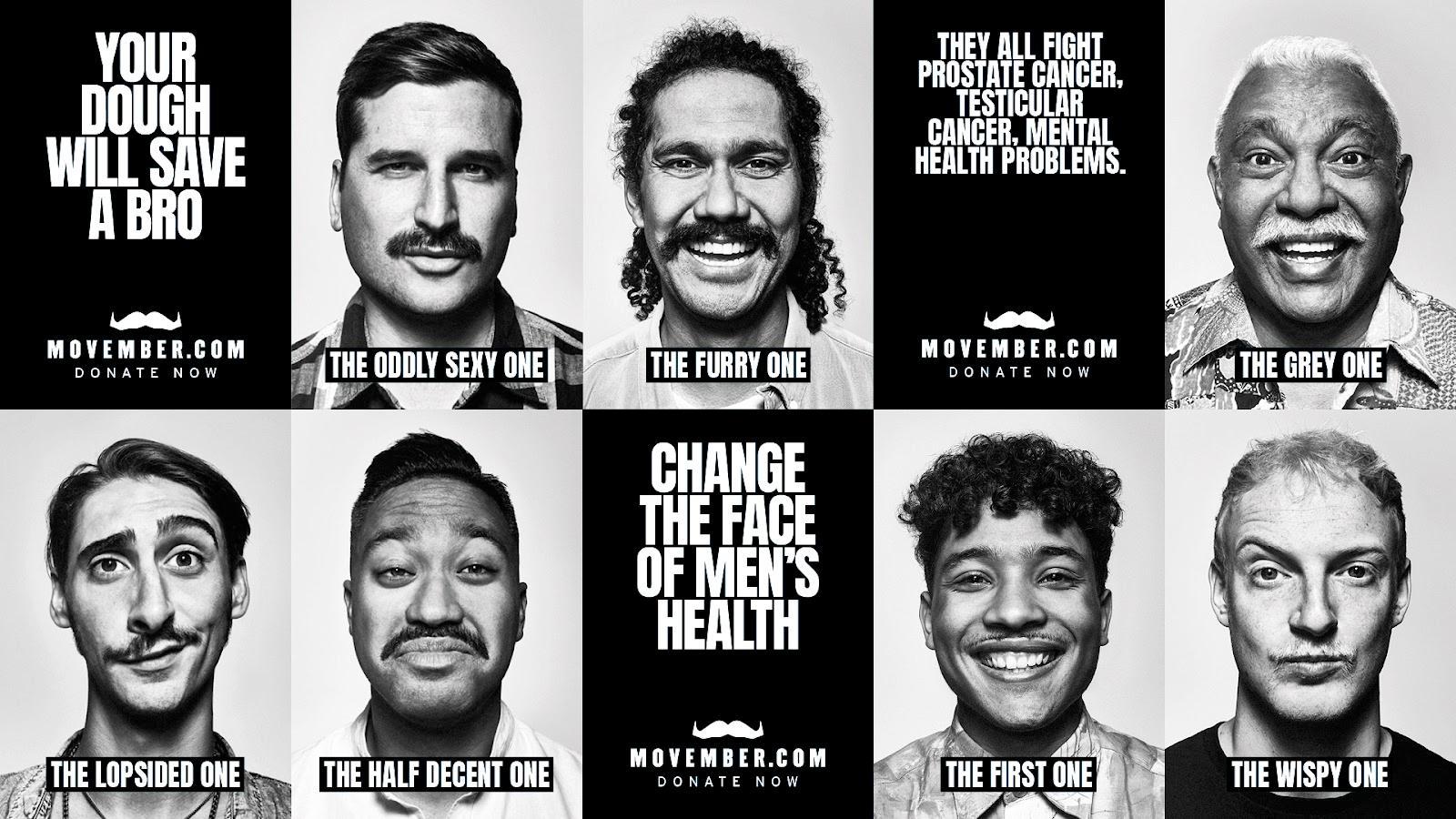Movember.com showcasing different mustaches