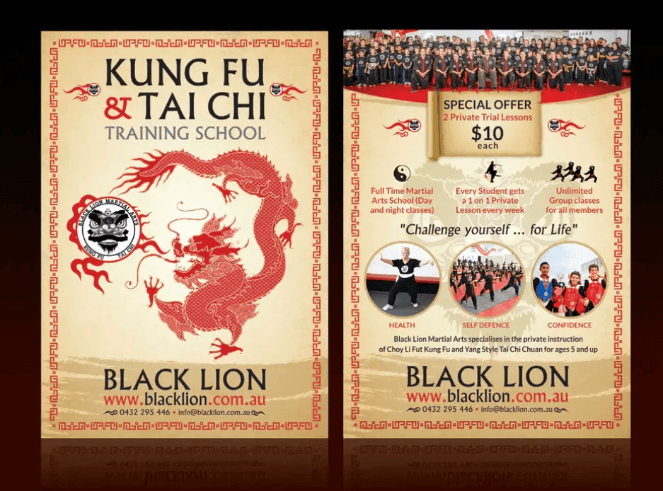 Black Lion print ad for their Kung Fu school