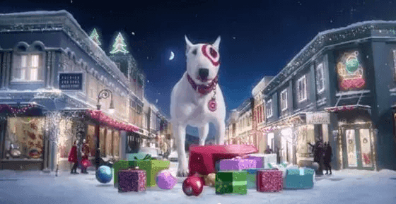 Target Dog in the street during christmas
