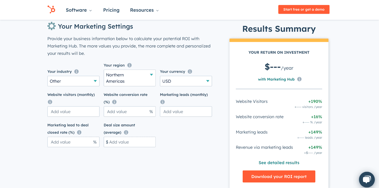 HubSpot roi calculator 