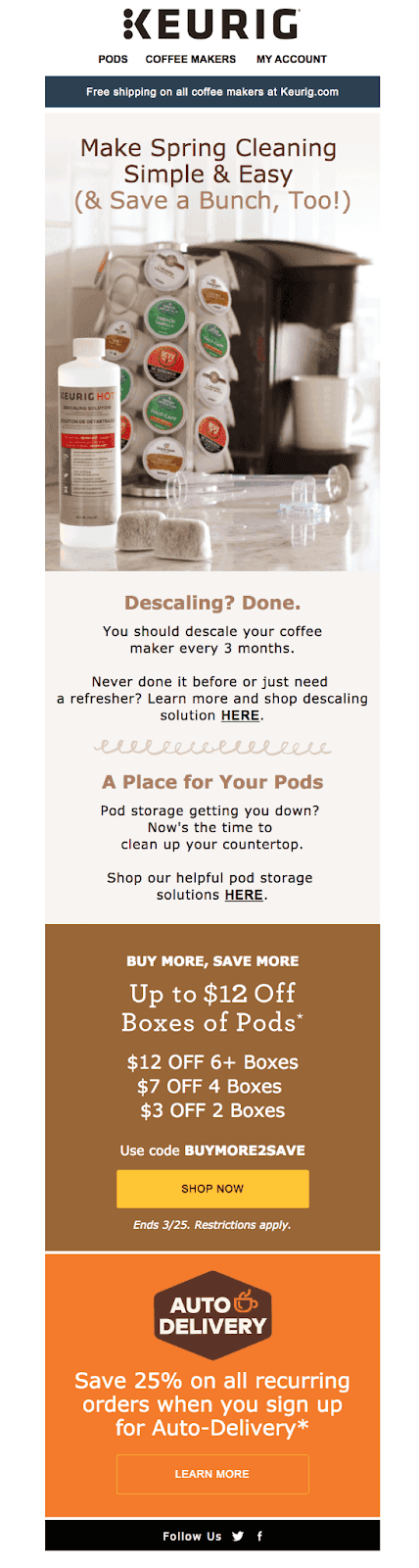 Keurig spring cleaning newsletter email