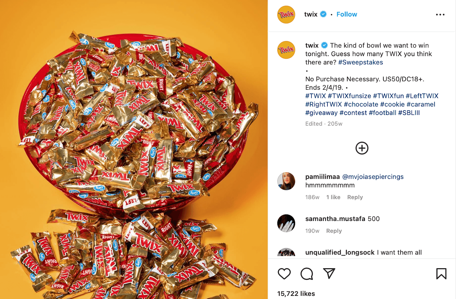 Twix Superbowl Sunday twitter post