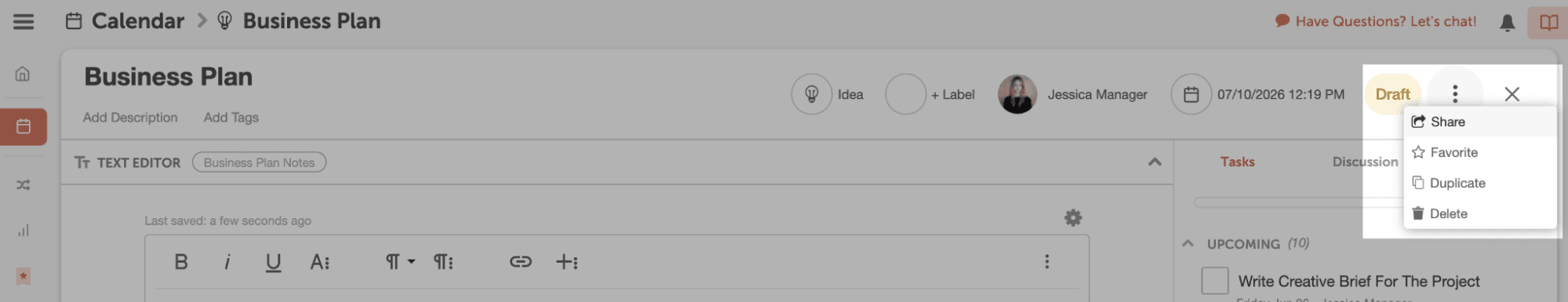 Click the three dots in the corner to share with stakeholders.