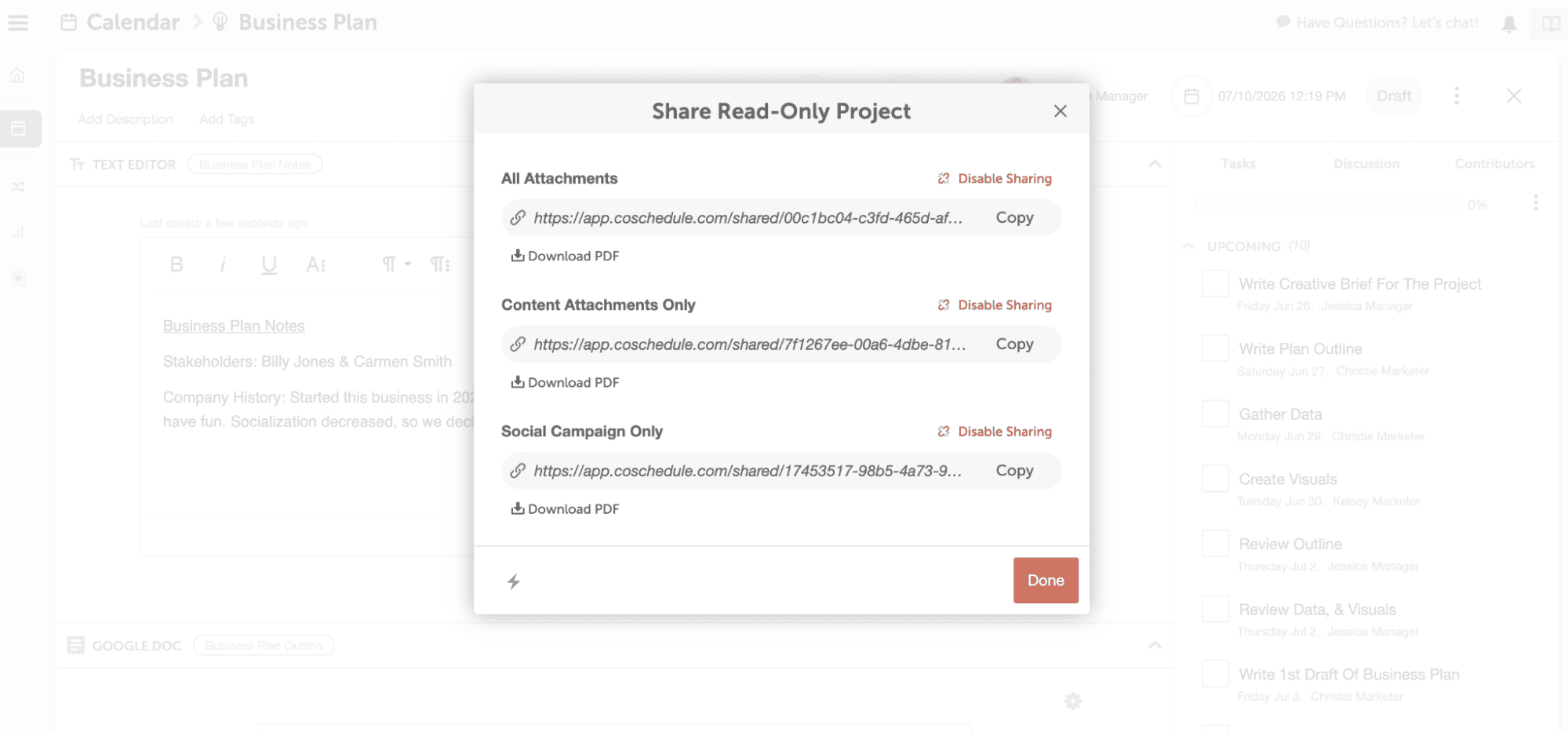 How to share a read only project.