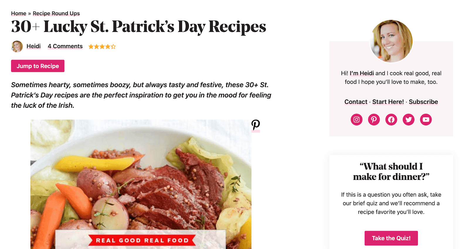 Heidi's St. Patrick's day blog post about recipes