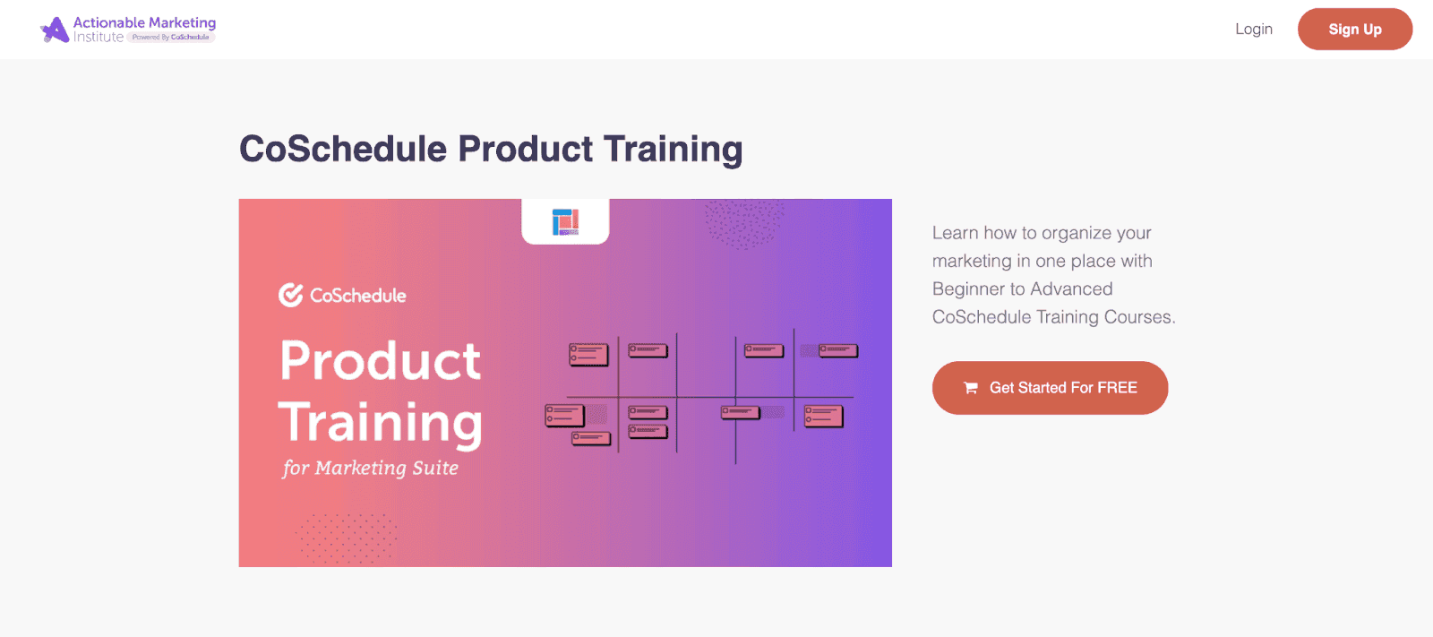 CoSchedules product training course for marketing suite