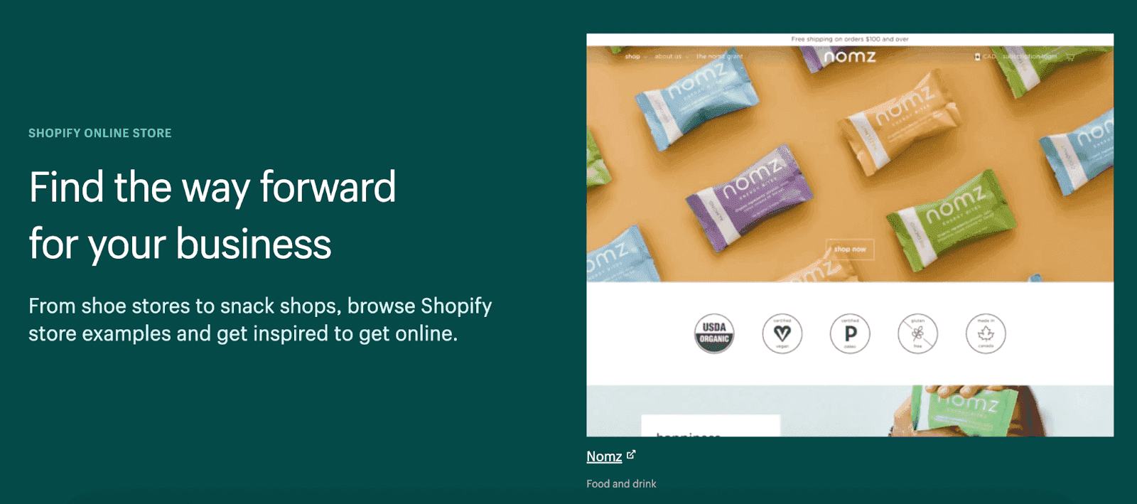 Shopify showcasing customers what their store may look like if they use Shopify
