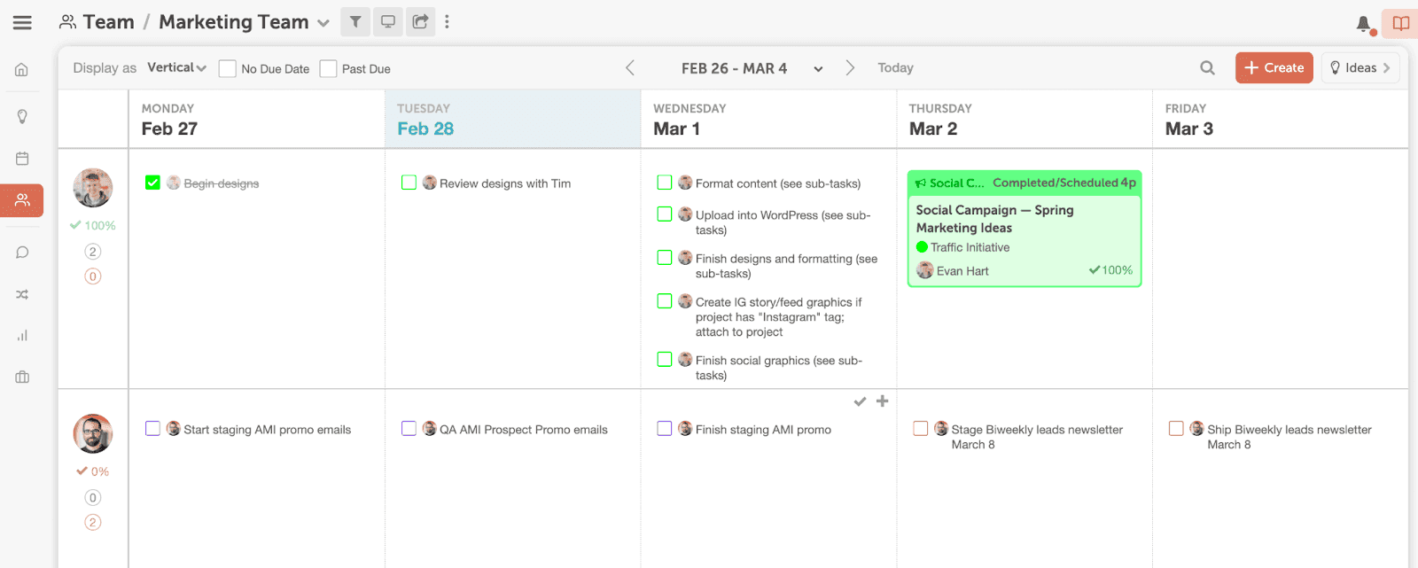 CoSchedule marketing calendar team view 