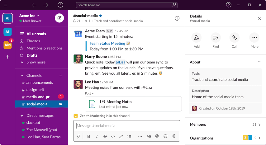 Slack team communication software