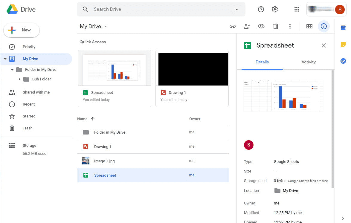 Google drive document management.