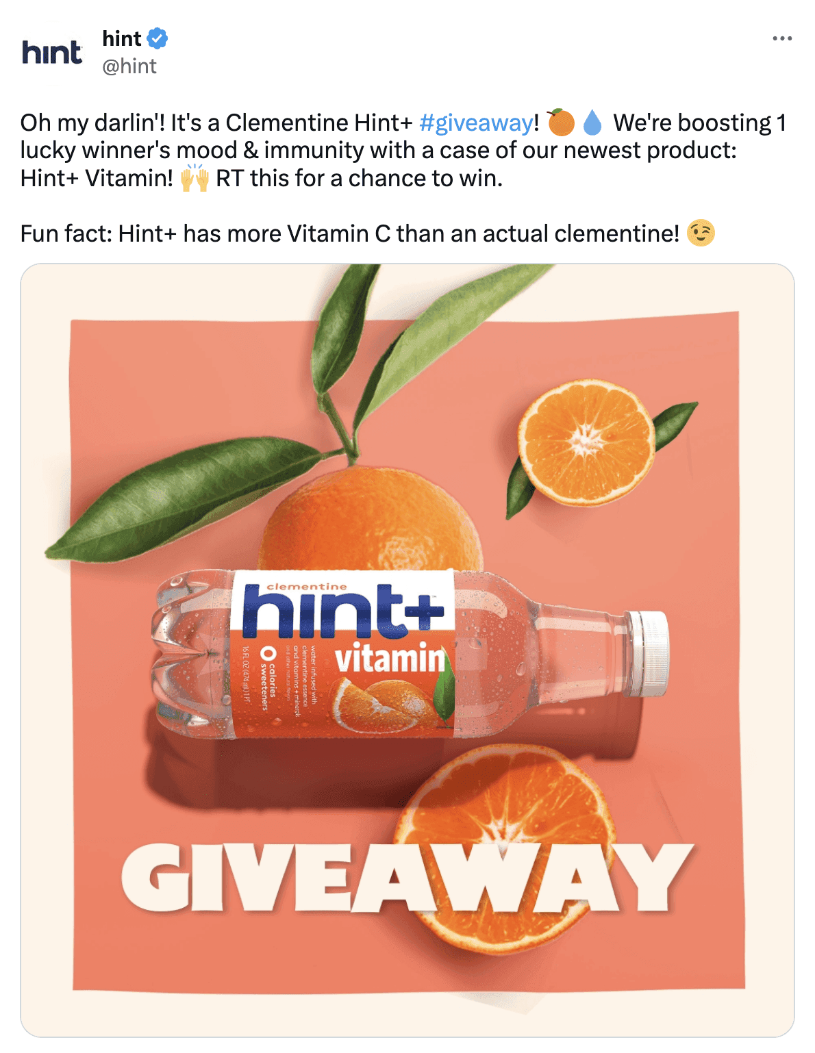 Hint social media giveaway