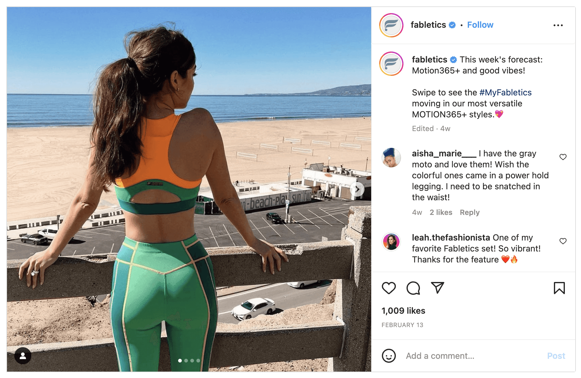 Fabletics user generated content instagram post 