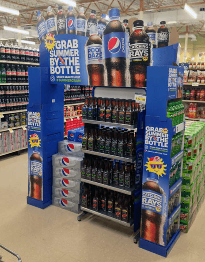 Summer themed Pepsi end cap
