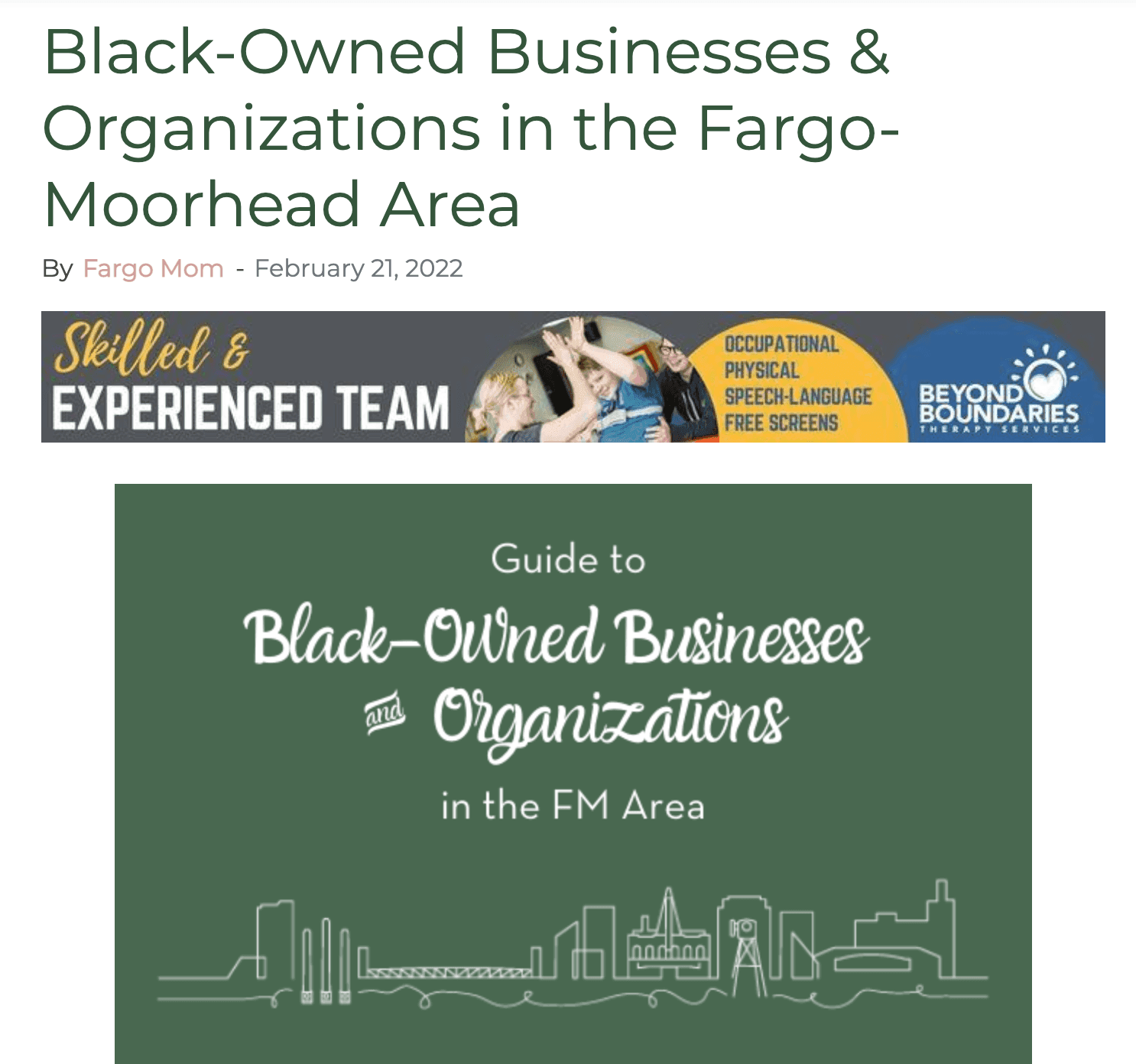 Black owned businesses in Fargo Moorhead area advertisement