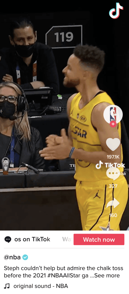 NBA TikTok post about Steph Curry