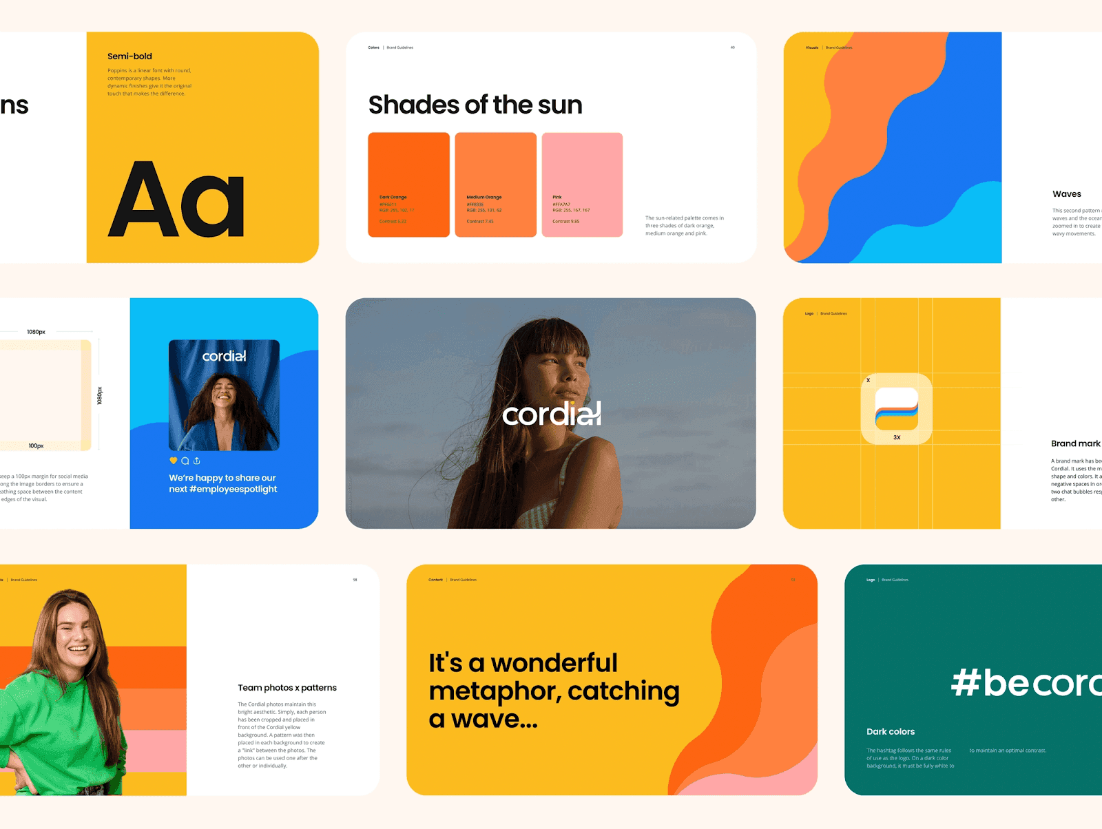 Cordial webpage highlighting the main components of visual identity.