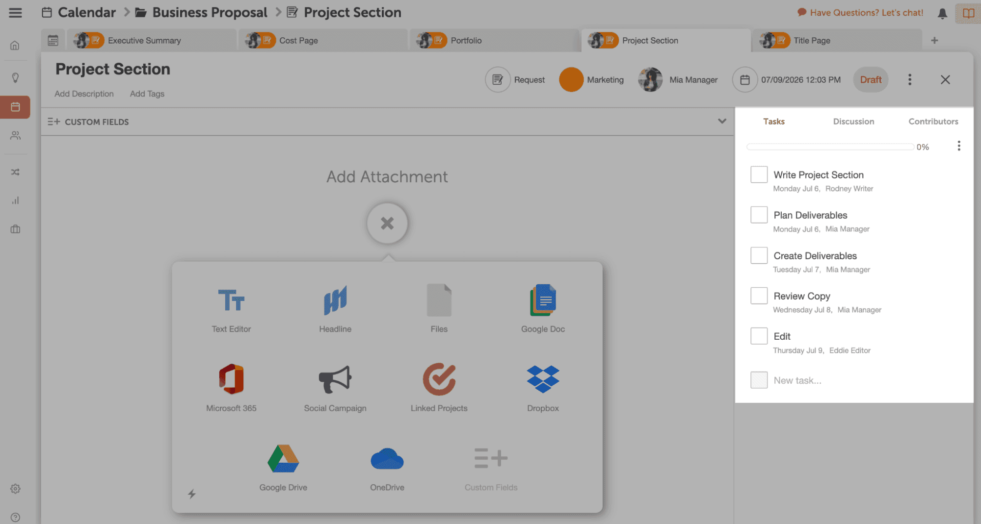 Add tasks under each project.