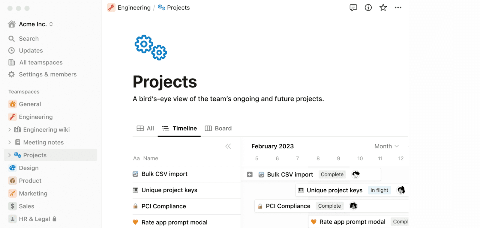 Notion project page