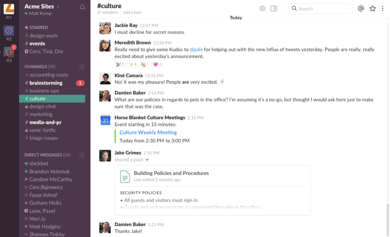 Slack team communication software