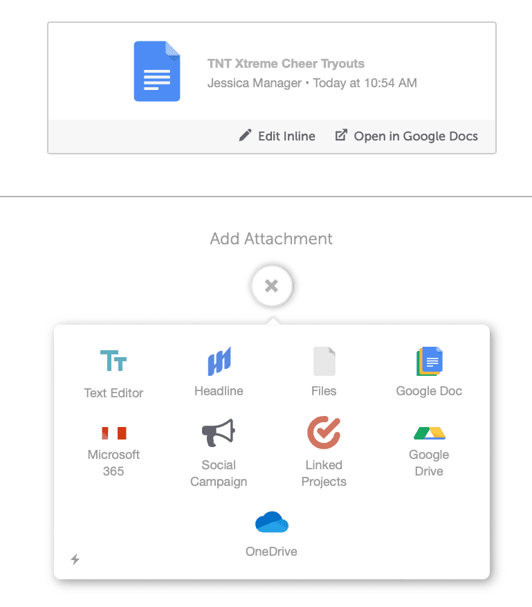 Google Doc in CoSchedule's asset organizer 