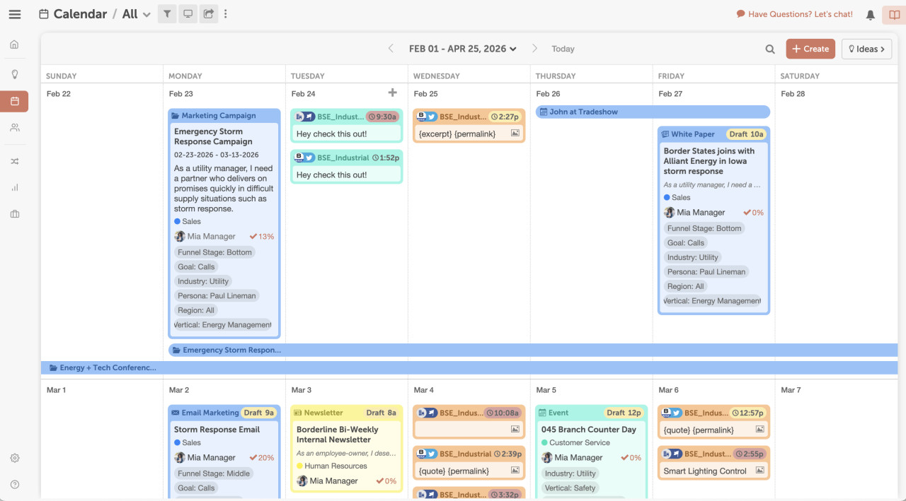 CoSchedule calendar view