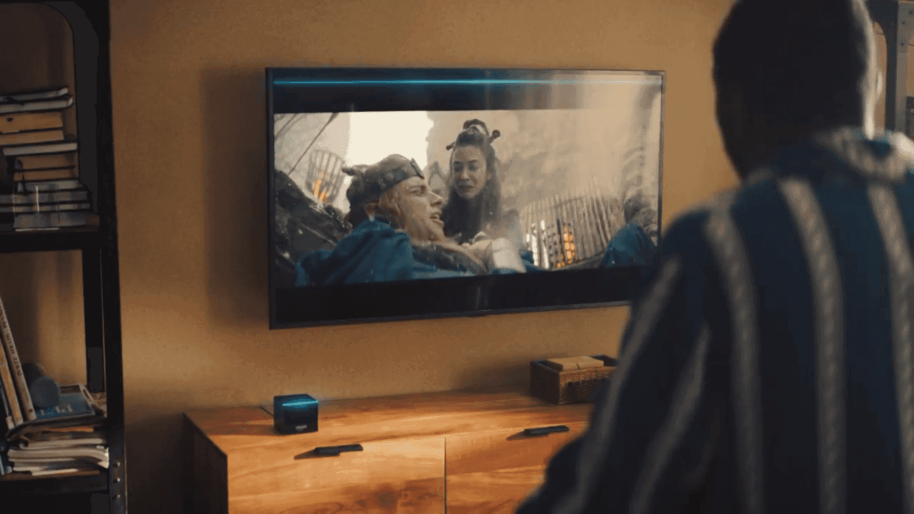 Amazon Alexa being used in a customers living room