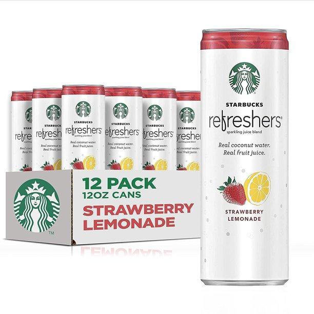 Starbucks prepackaged refresher drinks in a can