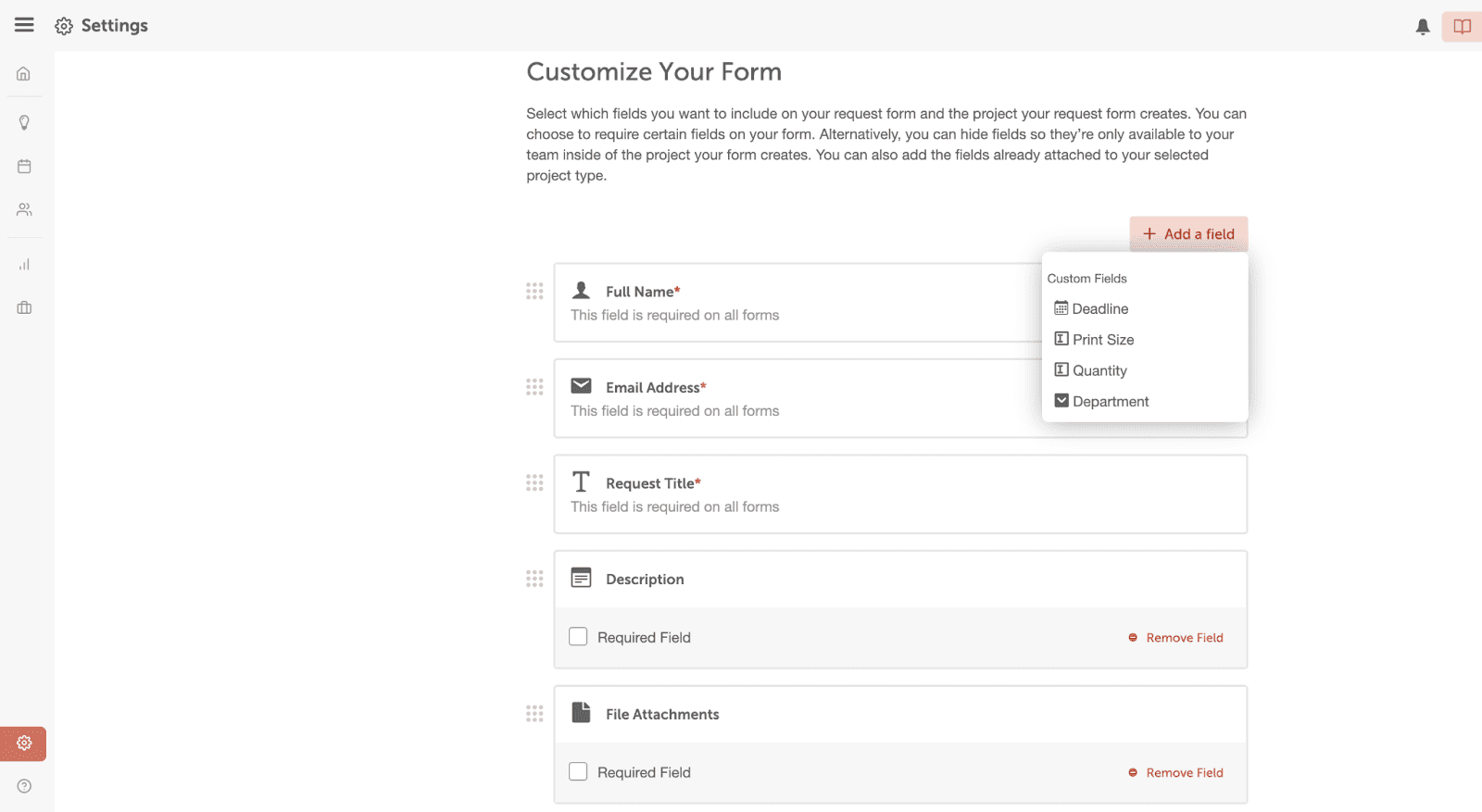 Customize your CoSchedule request forms.