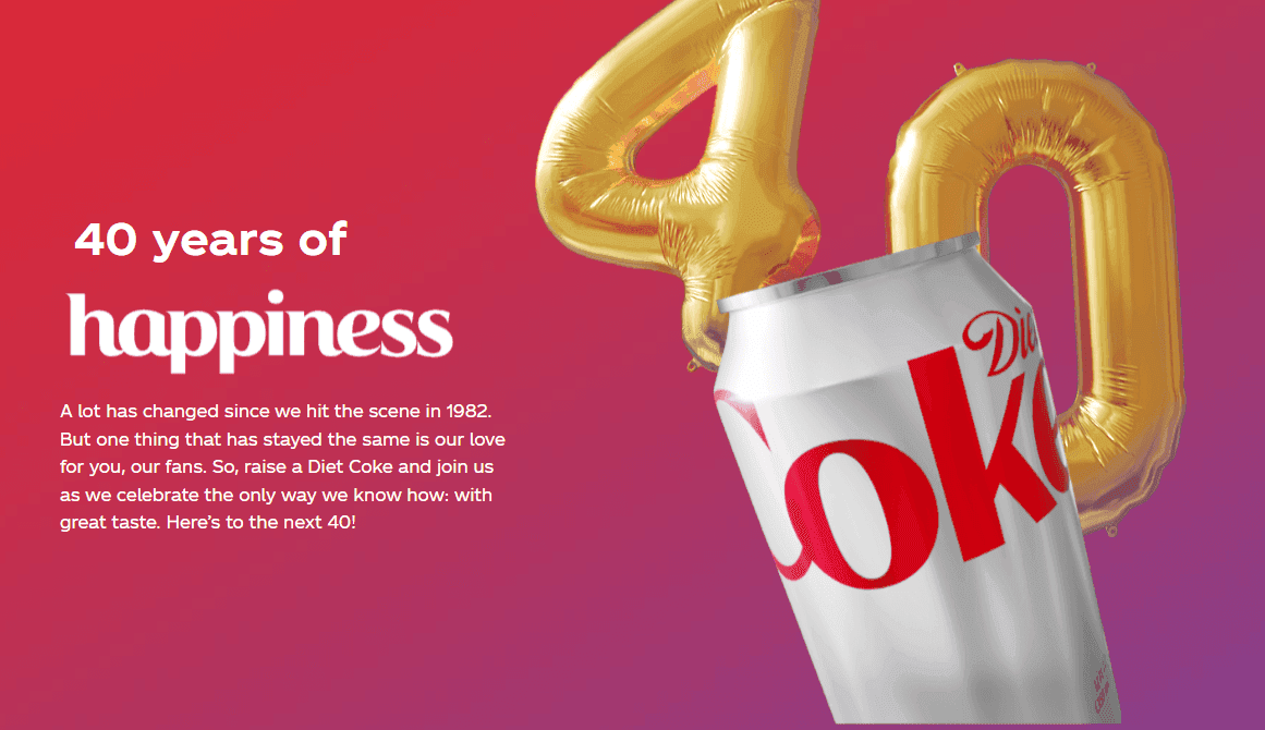Diet Coca-Cola 40th anniversary advertisement 