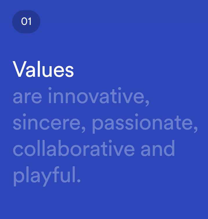 Photo stating the values of Spotify which says they are innovative, sincere, passionate, collaborative, and playful.