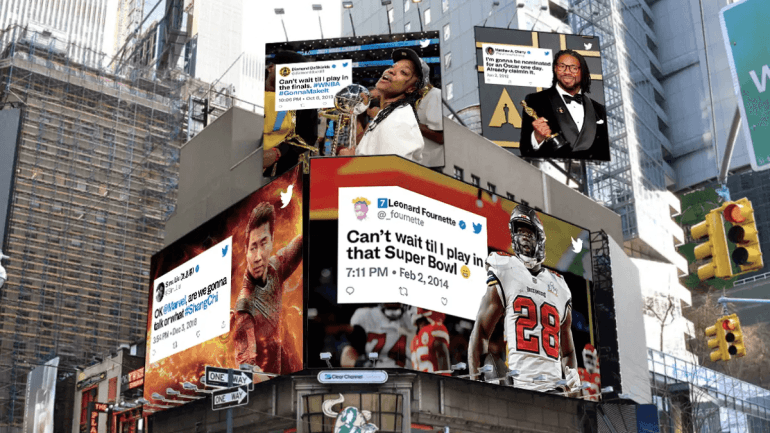 Twitter ad using old tweets from famous athletes, actors etc... to show success.