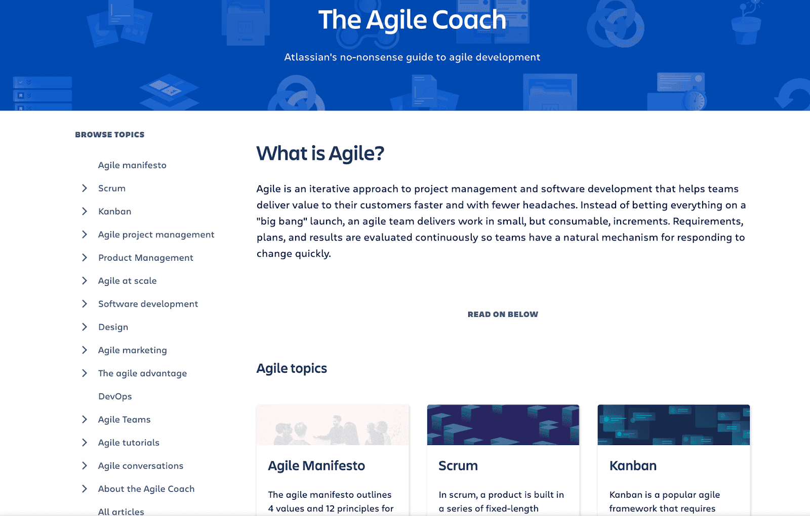 The agile coach, and agile explained by atlassian.