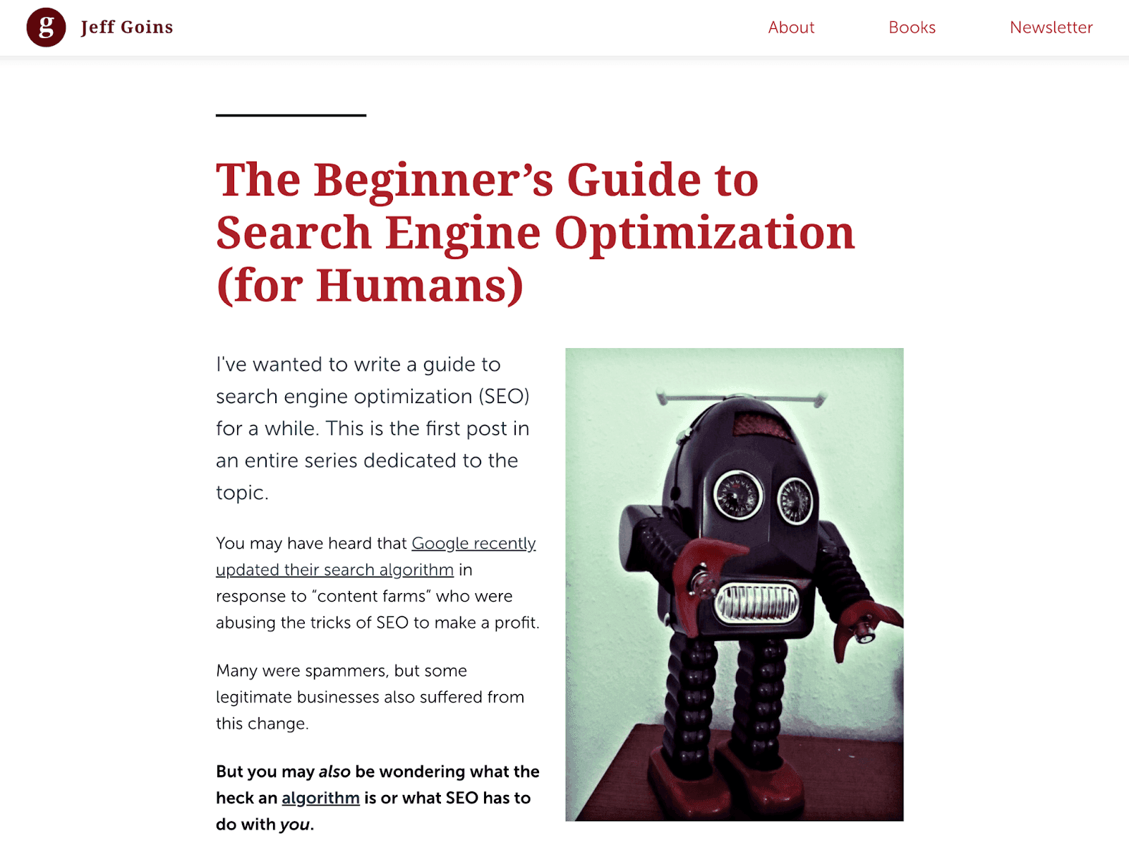 Jeff Goins presents the beginner's guide to search engine optimization for humans.